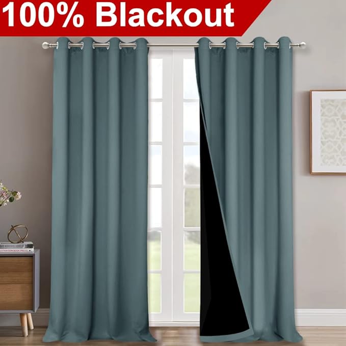 NICETOWN Full Shading Curtains 90" Long 2 Panels Set - Image 2
