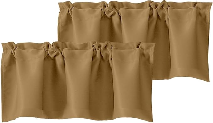 Chyhomenyc Gold Valances for Window, Room Darkening Short Curtains for Kitchen by Chyhomenyc