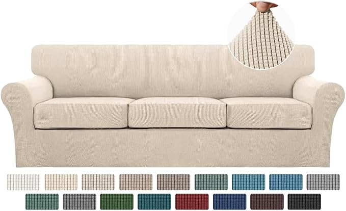 Turquoize 4 Piece Sofa Covers For 3 Cushion Couch Sofa Slipcover Soft Couch by Turquoize