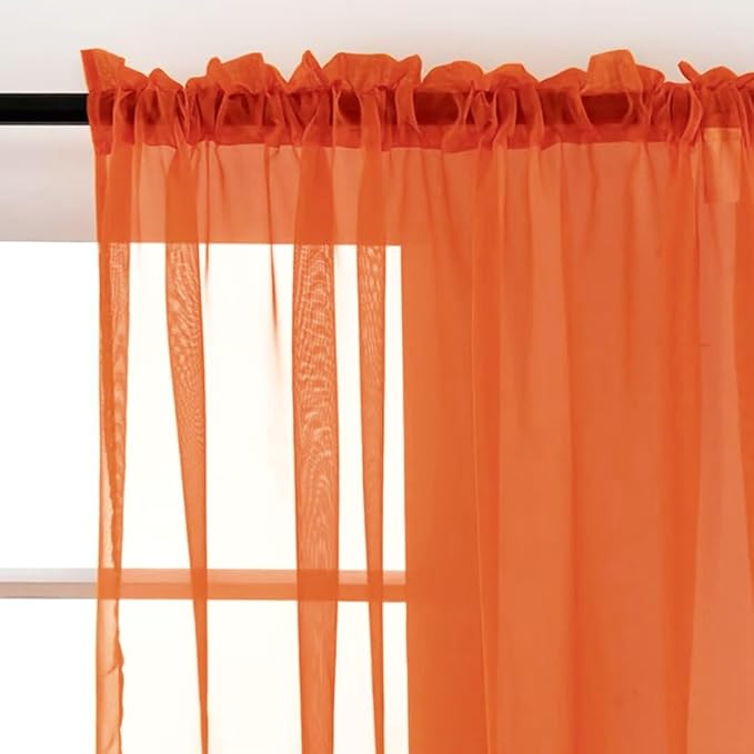 SpaceDresser Sheer Voile Window Treatment Rod Pocket Curtain Panels - Image 2