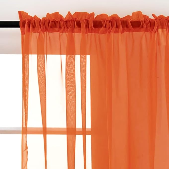 SpaceDresser Sheer Voile Window Treatment Rod Pocket Curtain Panels - Image 2