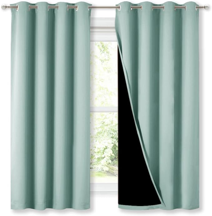 NICETOWN Aqua Blue 100% Blackout Lined Curtains, 2 Thick Layers Completely by NICETOWN