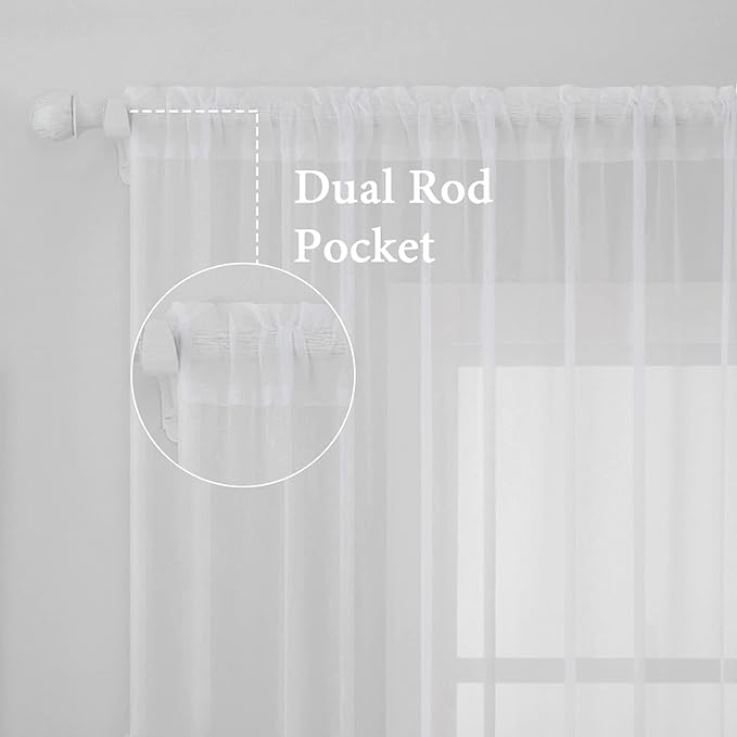 MIULEE White Window Sheer Curtains - Image 2