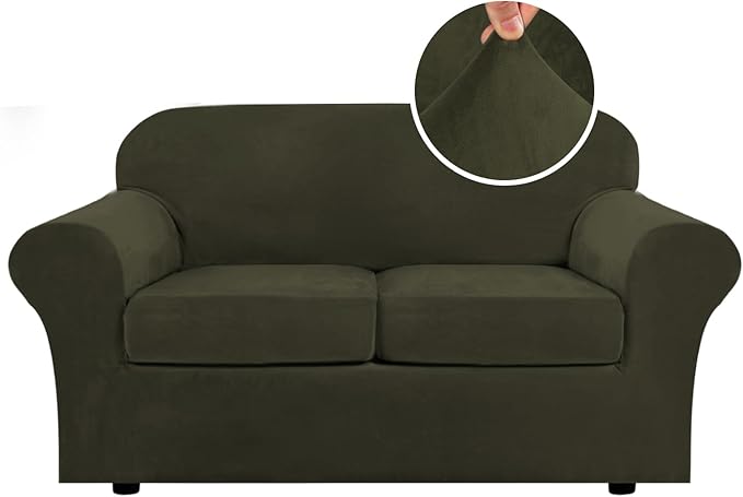 H.VERSAILTEX Real Velvet Plush 3 Piece Stretch Sofa Covers Couch Covers by HVERSAILTEX