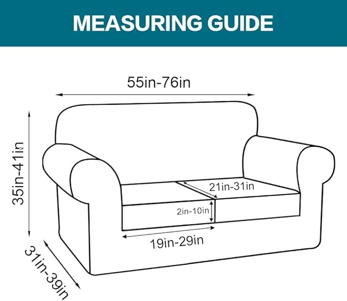 Turquoize 3 Piece Sofa Covers for 2 Cushion Couch Sofa Slipcover Soft Couch - Image 2