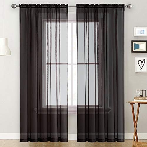 SpaceDresser Basic Rod Pocket Sheer Voile Window Curtain Panels White 1 Pair 2 by SpaceDresser