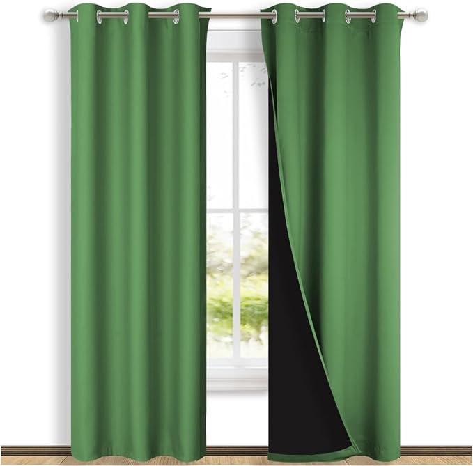 NICETOWN Blackout Curtains 84 inches Long, 2 Pieces, Forest Green, Full Light by NICETOWN