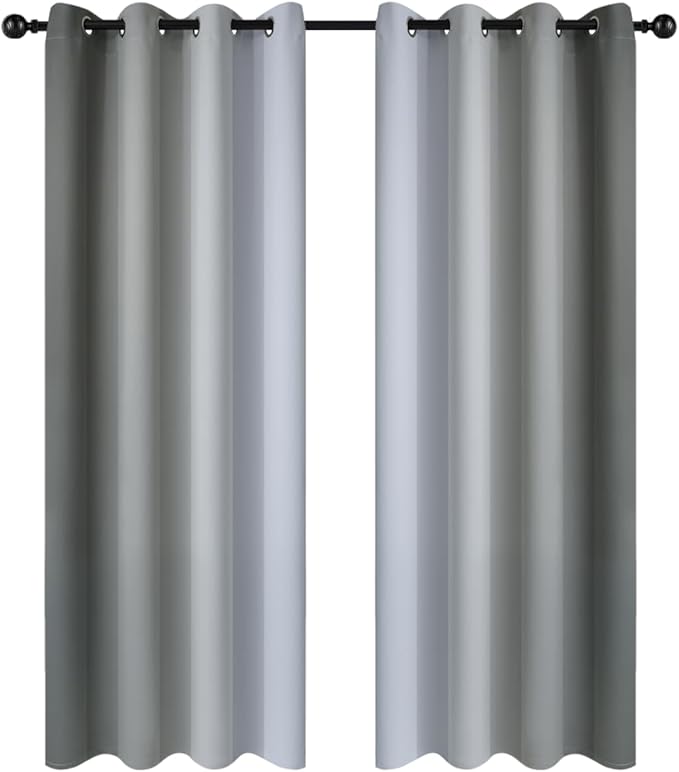 Yakamok Gray and Greyish White Thermal Insulated Grommet Light Blocking Window by Yakamok