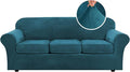 H.VERSAILTEX Modern Velvet Plush 4 Piece High Stretch Sofa Slipcover Sofa Cover by HVERSAILTEX
