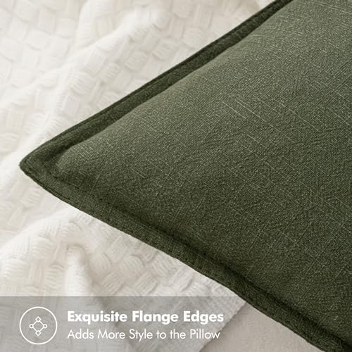 MIULEE Neutral Green/Brown Linen Pillow Covers Pack of 4 Decorative Natural - Image 3