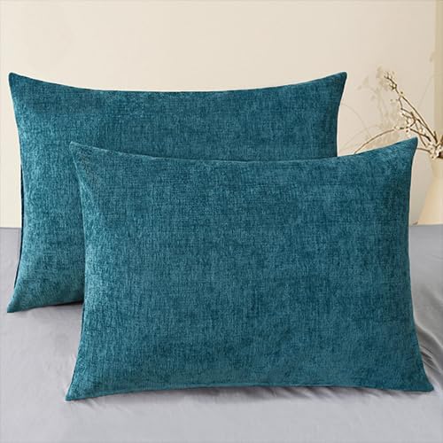CaliTime Throw Pillow Covers Decorative 20 X 26 Inches Pack of 2 Cozy Chenille by CaliTime