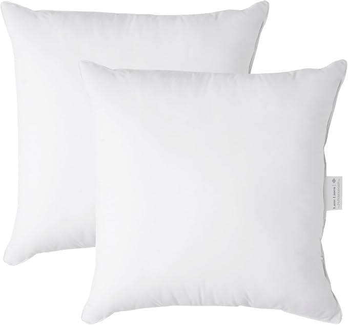 LANE LINEN 26x26 White Throw Pillow Inserts – Pack of 2 White, Fluffy by LaneLinen