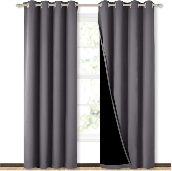 NICETOWN Grey Full Shade Curtain Panels, Pair of Energy Smart & Noise Blocking by NICETOWN