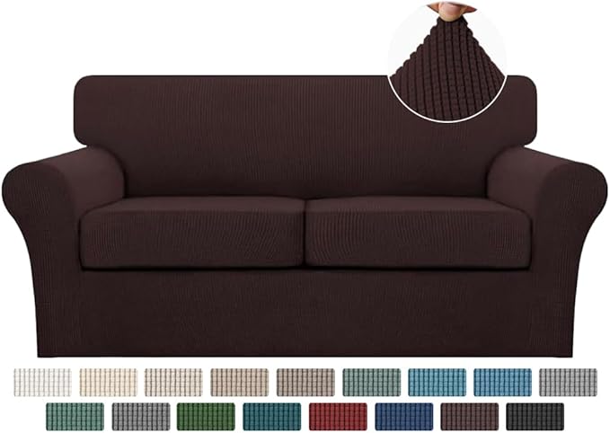 Turquoize 3 Piece Sofa Covers For 2 Cushion Couch Sofa Slipcover Soft Couch by Turquoize