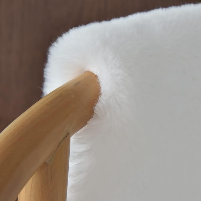 ORINOVA White Faux Fur Round Rug 4ft Fluffy Rabbit Fur Rug Machine Washable - Image 5