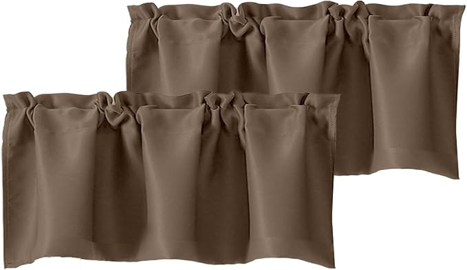 Chyhomenyc Brown Valances for Window, Room Darkening Short Curtains for Kitchen by Chyhomenyc