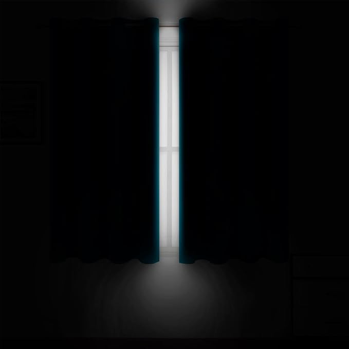 LEMOMO Blackout Curtains 66 x 54 Inch Long Teal Curtains Set of 2 Panels Room - Image 3