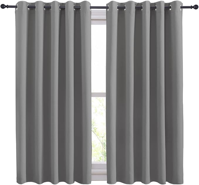 NICETOWN Silver Grey Blackout Curtain Panels - Image 2
