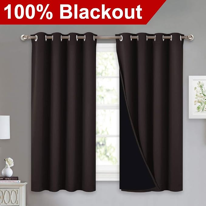 NICETOWN Truly Blackout Curtains 54 inches Length, 2 Thick Layers Completely - Image 2