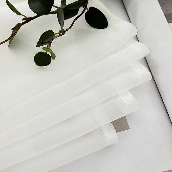 MIULEE 2 Panels Kitchen Tiers Half Window Sheer Curtains Rod Pocket Voile Drapes - Image 5