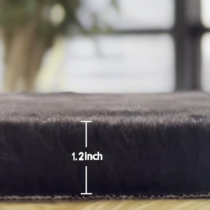 ORINOVA Black Rabbit Shaggy Fur Rug - Image 2