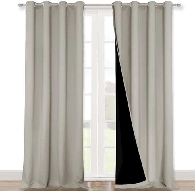 NICETOWN Full Shading Curtains for Windows, Super Heavy-Duty Black Lined by NICETOWN