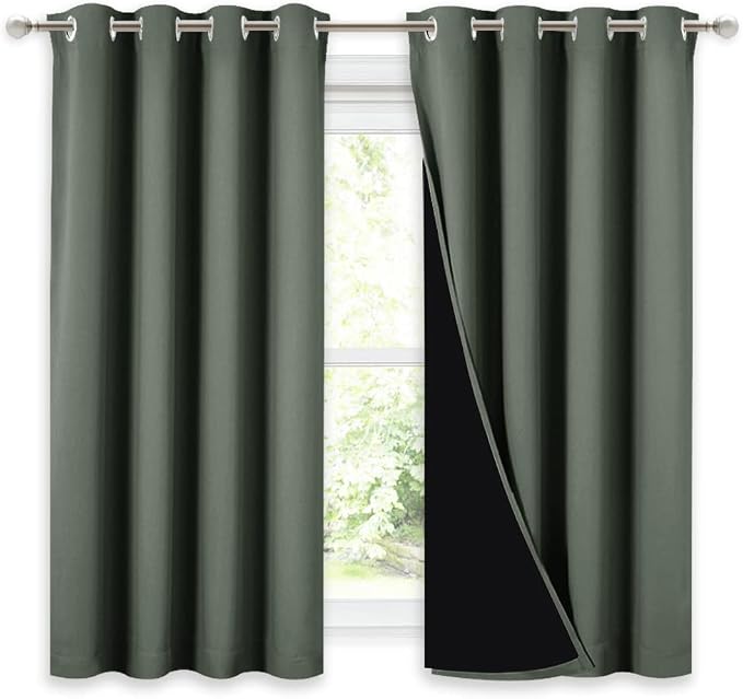 NICETOWN 100% Blackout Curtains 54 inches Long, Double-Deck Completely Blackout by NICETOWN