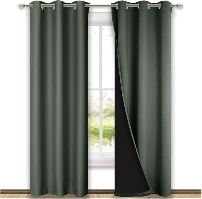 NICETOWN Dark Mallard Blackout Curtains 80 inches Long, Full Light Blocking by NICETOWN