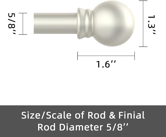 GXOACKJ Curtain Rods for windows 66-120 inch, 5/8 inch Decorative Nickel - Image 3