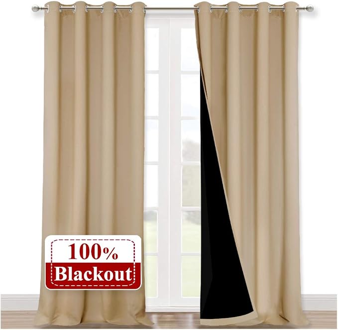 NICETOWN Thermal Insulated 100% Blackout Curtains, Biscotti Beige, 1 Pair by NICETOWN