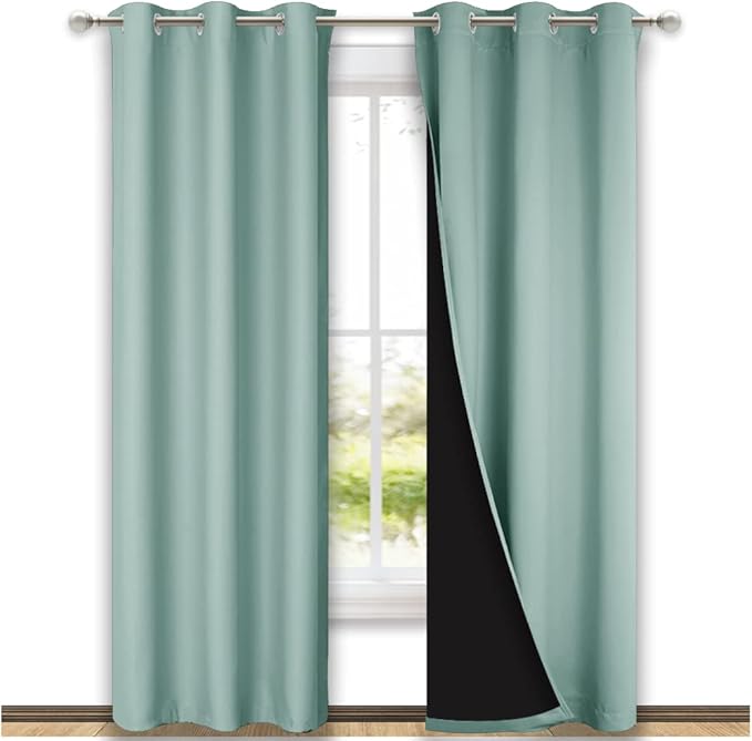 NICETOWN Aqua Blue Blackout Curtains 84 inches Long, Full Light Blocking Drapes by NICETOWN