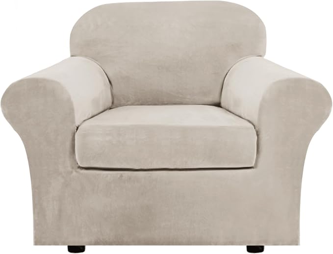 H.VERSAILTEX Rich Velvet Stretch 2 Piece Cover Chair Slipcover Sofa Cover by HVERSAILTEX