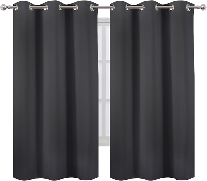 LEMOMO Blackout Curtains 42 x 63 inch/Dark Grey Curtains Set of 2 - Image 2