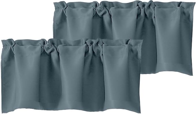 Chyhomenyc Stone Blue Valances for Window, Room Darkening Short Curtains for by Chyhomenyc