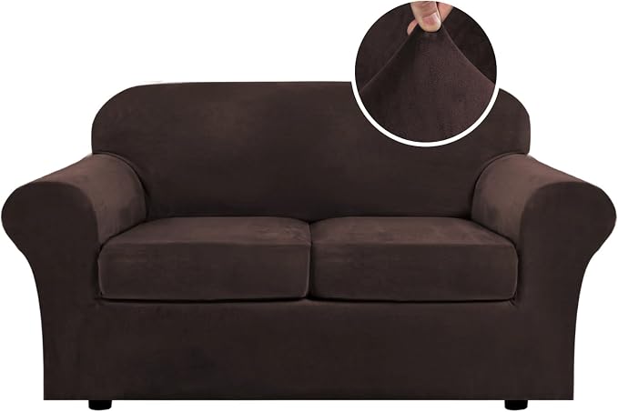 H.VERSAILTEX Real Velvet Plush 3 Piece Stretch Sofa Covers Couch Covers by HVERSAILTEX