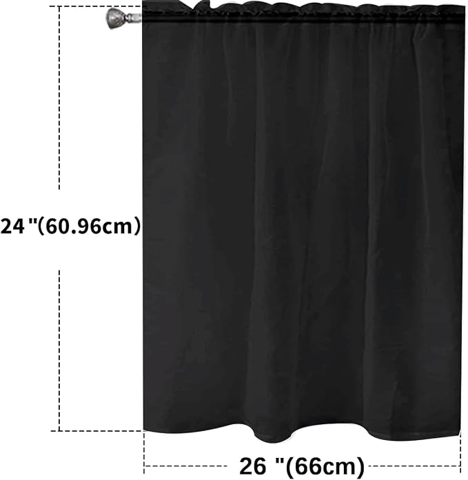 SpaceDresser Basic Rod Pocket Sheer Voile Window Curtain Panels Black 1 Pair 2 - Image 2