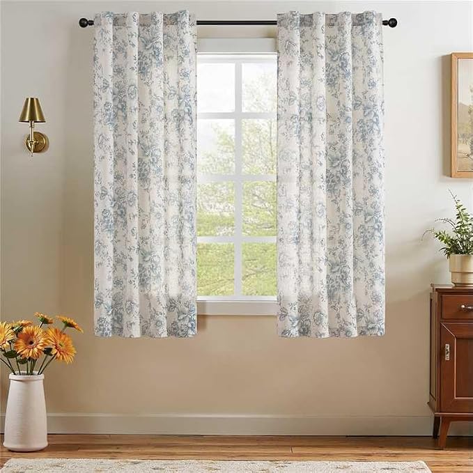 jinchan Linen Floral Curtains 63 Inch Length by JINCHAN