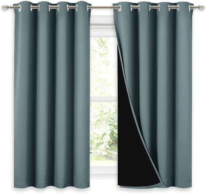 NICETOWN 100% Blackout Curtains 54 inches Long, Double-Deck Completely Blackout by NICETOWN