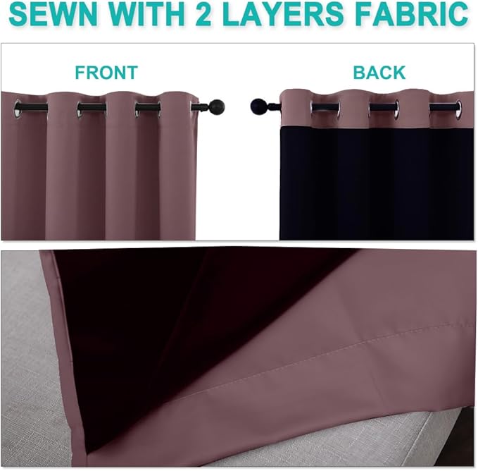 NICETOWN Full Shade Curtain Panels, Dry Rose, Pair of Thermal Insulated & - Image 5