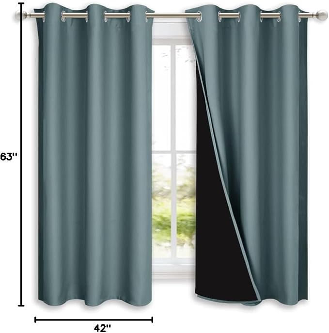 NICETOWN Greyish Blue 100% Blackout Lined Curtains, 2 Thick Layers Completely - Image 9