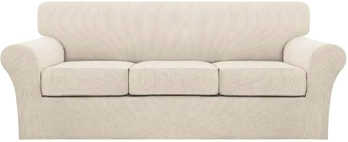 Turquoize 4 Piece Sofa Covers for 3 Cushion Couch Sofa Slipcover Soft Couch by Turquoize