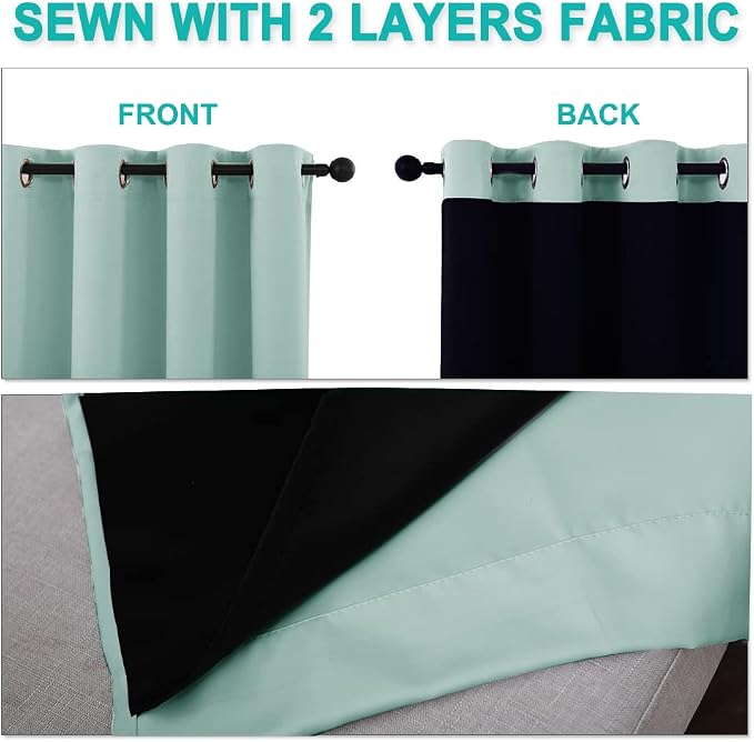 NICETOWN 100% Blackout Blinds, Aqua Blue, Laundry Room Decor Window Treatment - Image 5