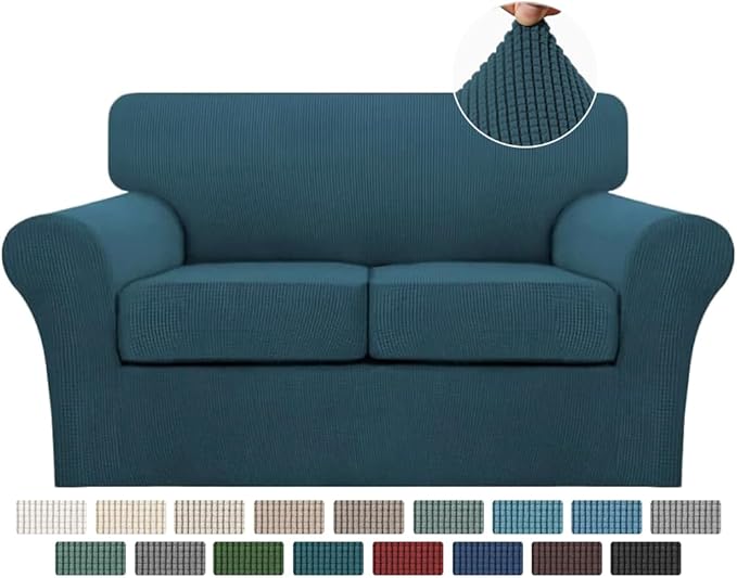 Turquoize 3 Piece Sofa Covers for 2 Cushion Couch Sofa Slipcover Soft Couch by Turquoize