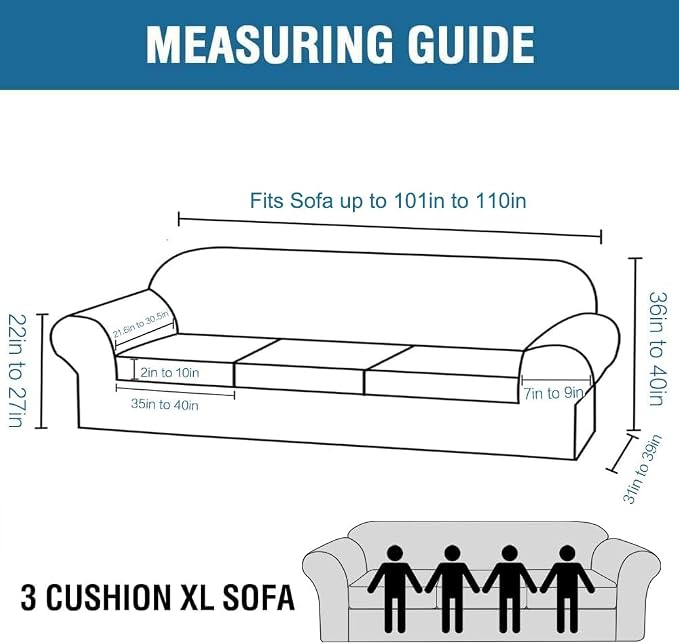 4 Piece Stretch Sofa Covers for 3 Cushion Couch Covers for Living Room - Image 2