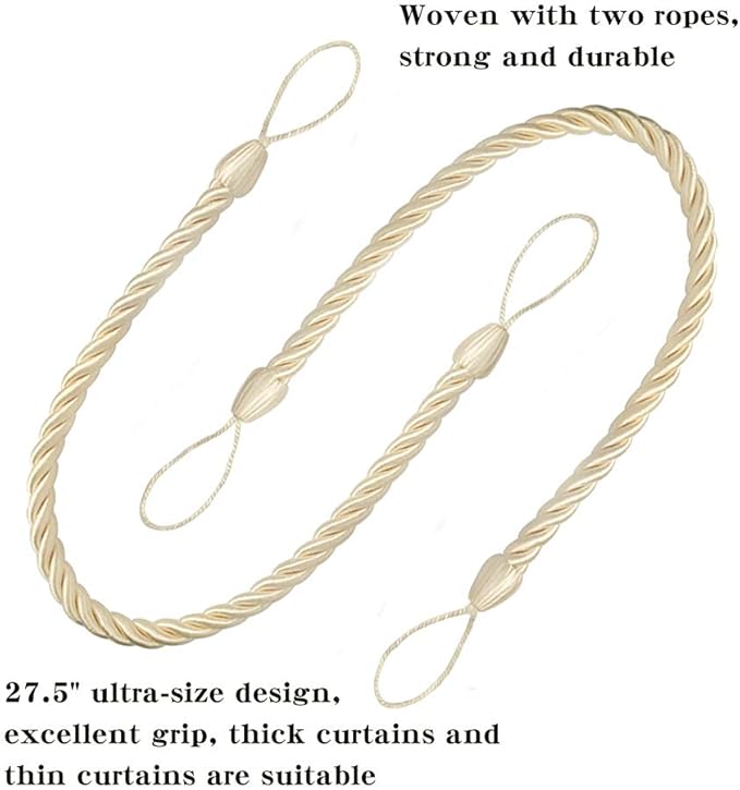 BEL AVENIR Curtain Ropes Tiebacks Tie-Backs, Curtain Handmade Holdbacks - Image 3