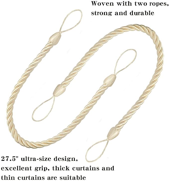 BEL AVENIR Curtain Rope Tiebacks, Drapery Rope Holdbacks - Image 3
