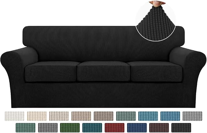 Turquoize 4 Piece Sofa Covers for 3 Cushion Couch Sofa Slipcover Soft Couch by Turquoize