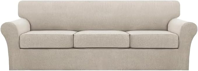 Turquoize 4 Piece Sofa Covers for 3 Cushion Couch Sofa Slipcover Soft Couch by Turquoize