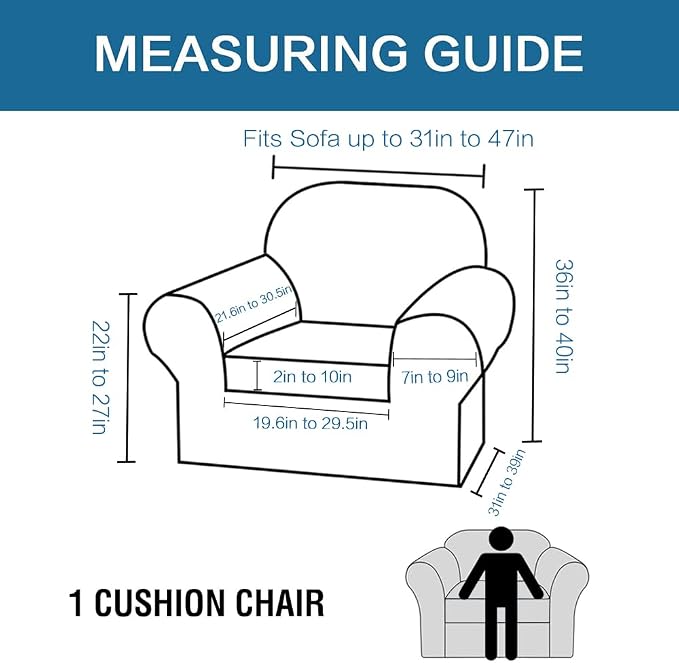 H.VERSAILTEX 2-Pieces Armchair Cover Chair Slipcovers - Image 2