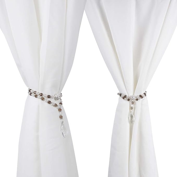 SUQ I OME 1 Pair of Luxury Crystal Beaded Magnetic Curtain Tieback and Holdback - Image 9